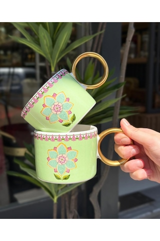 2'li Lüks Azura Bloom Kupa-5151 Çok Renkli