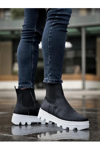 Yüksek Taban Chelsea Bot 113 Siyah Beyaz Taban Renklı