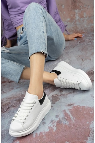 Erceka Günlük Sneaker Kadın Spor Ayakkabı Bağcıklı Beyaz-siyah-mavi-gümüş-gold-sarı Beyazsiyah