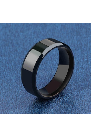 8mm Titanyum Çelik Bant Düğün Nişan Takıları Siyah Erkek Yüzüğü Moda Parti Yüzüğü Takı Ave Gümüş