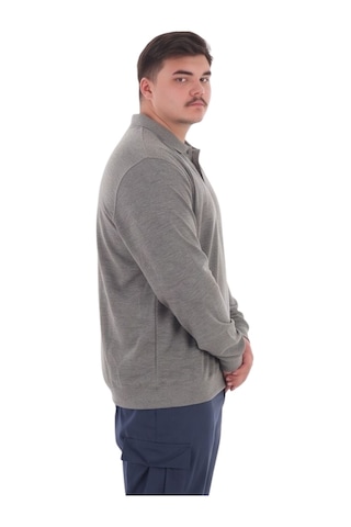 Erkek Büyük Beden 115-155 Kilo Arası İçin Uygun Uzun Kol Polo Yaka Mevsimlik Sweatshirt Antrasit