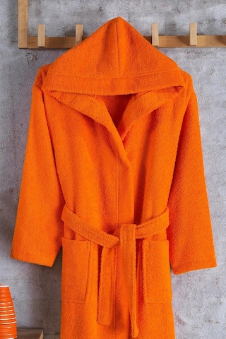 Zeynep Tekstil Pamuklu Kapşonlu Genç Bornoz Unisex Garson Boy Bornoz 153-99-1313 Turuncu