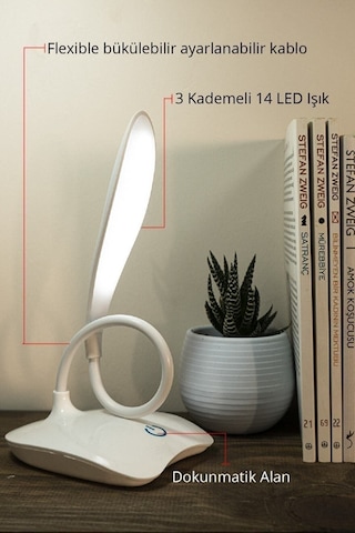 Markafox Masa Lambası Akrobatik 3 Kademeli 18 Ledli Dokunmatik Ders Çalışma Pc Beyaz Işık Gece Lambası Çok Renkli