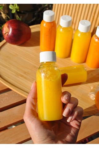 12 Adet Plastik Şişe Beyaz Sızdırmaz Kapaklı Ginger Shot 100 M...