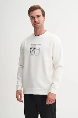 Cazador Caz 53290 Bisiklet Yaka Beyaz Erkek Sweat 25 Kış Ekru