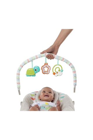 Bright Starts Ana Kucağı Yatıştırıcı Titreşimler Bebek Koltuğu, Çıkarılabilir Oyuncak Barı, 0-6 Ay, 9 Kg'a Kadar Mutlu Safari