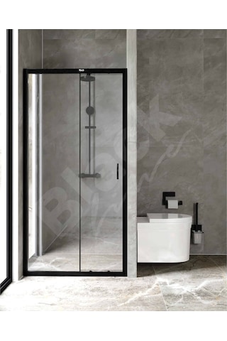 Blackline Siyah 1 Sabit 1 Çalışır Şeffaf Cam 5 Mm Temperli H: 1,90 Siyah