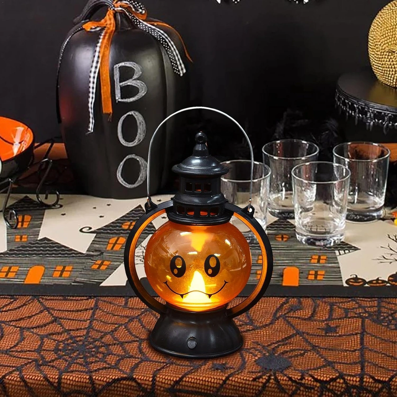 Vintage Led Jack-o'-lantern - Taşınabilir Jack-o'-lantern Balkabağı Lambası - Elektronik Işık Feneri, Jack-o'-lantern Kafatası Dekorasyonu Diğer