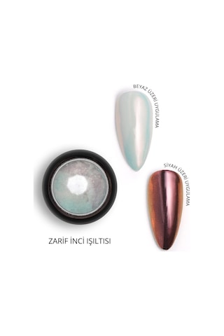 Holografik Efektli Beyaz İnci Tozu, Nail Art, Kalıcı Oje Tırnak Süsleme No.02