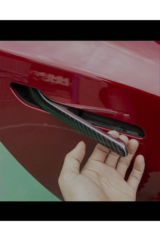Tesla Juniper Standart 2026+ Uyumlu Kapı Kolu Kaplama Karbon Parlak Karbon Fiber Siyah