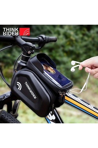 Willowhaven Thinkrider Su Geçirmez Bisiklet Çerçeve Çantası Siyah 7 İnç Telefonlar İçin Ahşap
