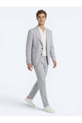 Kip Gri Modern Fit Keten Karışımlı Takım Elbise