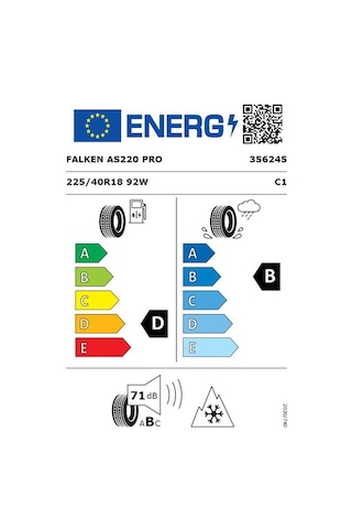 Falken 225/40R18 TL 92W XL Euroall Season AS220 Dört Mevsim Lastiği 2024