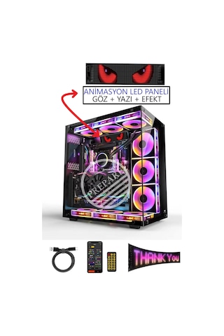 Led Animasyon Paneli Bilgisayar Pc Kasaları İçin 17.3x7 Cm Rg-b Ekran Kumandalı App Kontrollü 5 Volt Çok Renkli