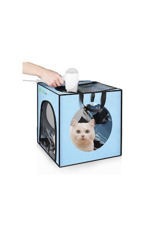 Funadd Pet Banyo Kurutma Kutusu Taşınabilir Katlanır Kurutma Kafesi, 5kg'a Kadar Evcil Hayvanlar İçin Uygun Mavi