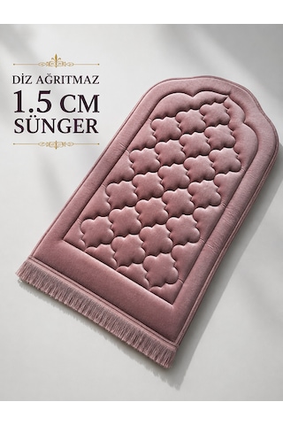 Diz Ağrıtmaz Ortopedik Seccade 1.5 Cm Süngerli Kaymaz Taban Çanta Hediyeli Pembe