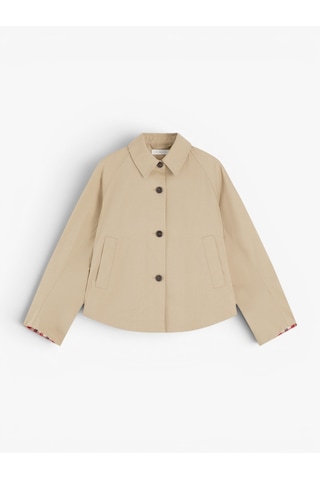 Tommy Hilfiger Cotton Short Jacket Kadın Bej Mont - Ww0ww49844