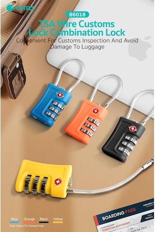 Terrien Coteci Tsa Wire Customs Lock Şifreli Valiz Ve Bagaj Kilidi Kilit Modeli Tatil Eşyası Çanta Gereci Çok Renkli