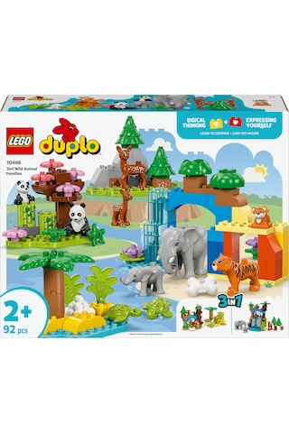 LEGO® DUPLO® Kasabası 3’ü 1 Arada Vahşi Hayvan Aileleri 10446 - 2 Yaş ve Üzeri Küçük Çocuklar için Eğitici Oyuncak Yapım Seti (92 Parça)