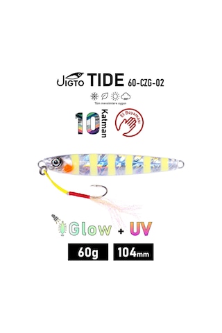 Jig, Zoka, Suni Yem, Glow Uv Metal Jig, 60gr 10cm Jıgto Tide 60