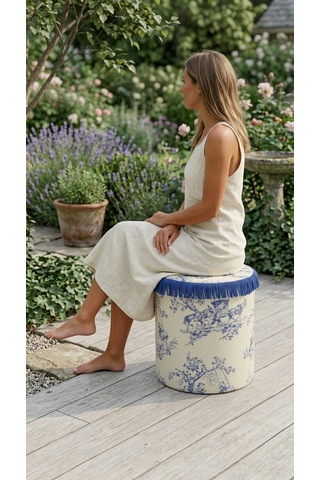 Toile Azure Puf Sarı