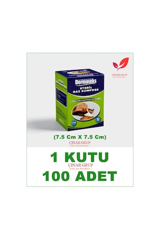 Dermateks Steril Gazlı Bez Kompres Spanç 7.5 x 7.5 CM 100 Adet