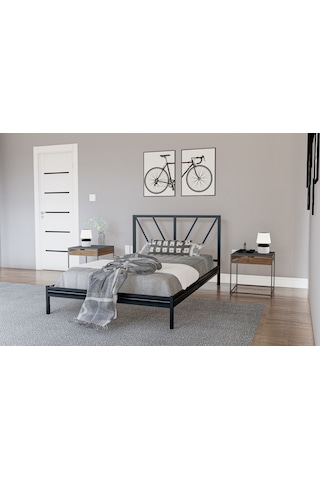 Metalia Gm 228 Gözde Siyah Dublex Tek Kişilik Karyola 90X190