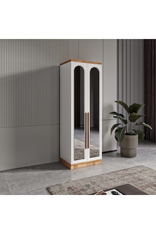 Flora 2 Kapaklı Aynalı Komple Mdf Gardırop - Elbise Dolabı