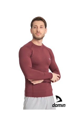 Hnc Sport Erkek Uzun Kol Bordo Fit Compression Spor Body Tshirt
