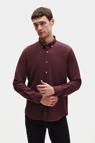 D'S Damat Ds Damat Slim Fit Mürdüm Oxford Düğmeli Yaka Kolay Ütülenebilir Nakış Detaylı Pamuklu Gömlek 4hc02ort03265 Mrd
