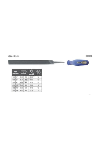 Tome Saplı Lama Eğe Kalın Diş 300mm