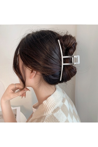 Gümüş Renk Yay Model Metal Mandal Saç Tokası 11 Cm Şık Ve Dayanıklı Tasarım Gümüş