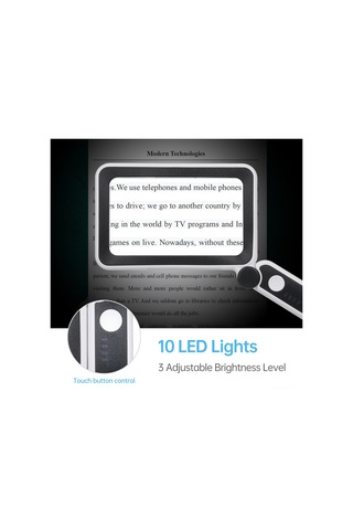 Singree Katlanabilir Usb Şarjlı 4x Büyütmeli Led El Büyüteci, 3 Işık Seviyeli, Pil Göstergeli, Gri-beyaz Çok Renkli