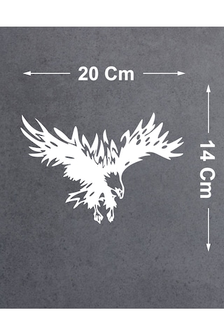 Sticker Dizayn Kartal Sticker - Eagle Beşiktaş Kanatlı Uçan Kartal Sticker - Araba Oto Motosiklet Karavan Cam Sticker - 00321 20x14 Cm