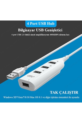 4 Port Usb Hub Usb Çoğaltıcı Çoklayıcı Pc Laptop Usb Çoklama
