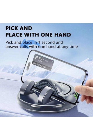 Seametal Araba Telefon Tutucu Abs Gösterge Paneli Navigasyon 360 Dönme Park Numarası Plaka Sabit Kaymaz Evrensel GÜMÜŞ