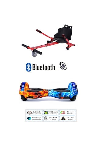Citymate Smart Balance Elektrikli Kaykay Hoverboard 8.5inch + Hoverkart Set Akıllı Denge Ledli Bluetooth D10