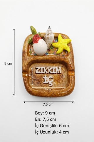 Kare Sarı Deniz Yıldızlı Polyester Küllük Zık-kım İç