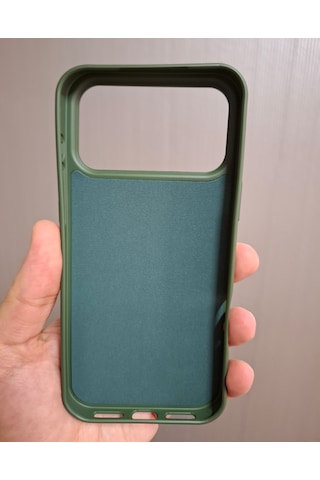 Apple Uyumlu iPhone 17 Pro Max Logolu İçi Kadife Silikon Lansman Kılıf Haki