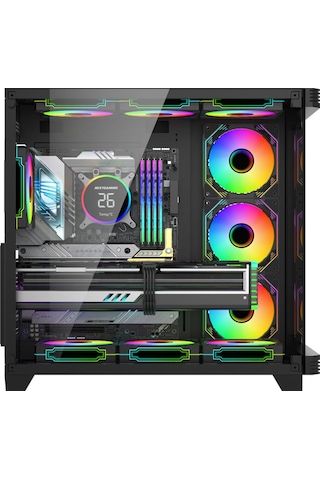 Sirius Black Argb Panel 7x Fan Kumanda Ve Kontrolcü Atx Boş Bilgisayar Kasası Siyah