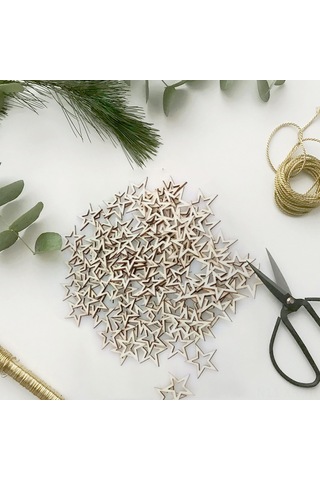 Xiyyadms Ahşap El Sanatı Yıldız Desenli Delikli Parçalar - 20mm 100 Adet Dıy Dekorasyon Aksesuarı
