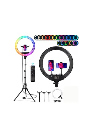 Vilya 45cm Megalüx Döküm Ayaklı Profesyonel Kuaför Makyaj Çekimleri 18ınç 460 Led Ring Lıght