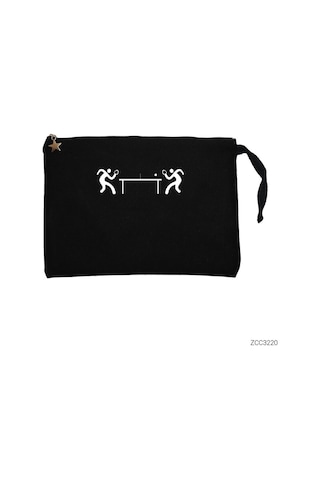 Zepplin Giyim Masa Tenisi Round Siyah Clutch Astarlı Cüzdan / El Çantası Siyah