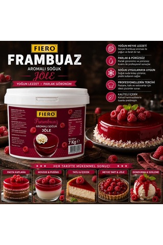 Fiero Soğuk Jöle Frambuazlı 7 Kg Pasta, Cheesecake Ve Tatlılar İçin Profesyonel Parlak Pasta Jölesi