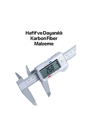 150 Mm Karbon Fiber Dijital Kumpas - Gümüş - Pil + Yedek Pil Dahil