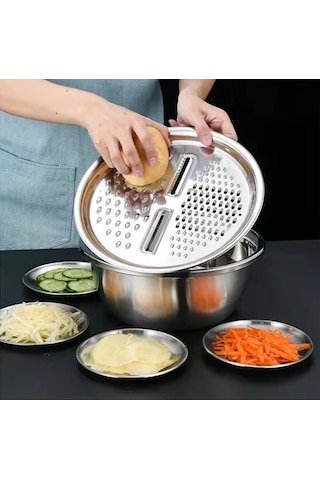 Mybru 430 Paslanmaz Çelik Hazneli Pratik El Rendesi 24 Cm Dilimleyici Çok Renkli