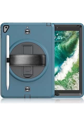 Newface Apple İpad Uyumlu - 5 Air 9.7 Kılıf Strap-c Otterbox Tablet Kapak - Mavi Arka Kapak