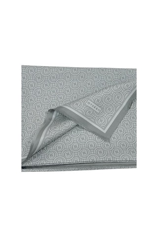 Vakko Twill İpek Şal - Helezon Monogram - Gri Füme