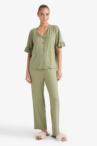 Defacto Pijama Takımı Regular Fit Kısa Kollu Üst Uzun Alt-fall İn Love F7559ax25aukh461 Haki