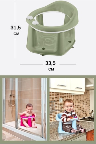 Flosoft Vakumlu Bebek Banyo Oturağı & Mama Oturağı 2 Si 1 Arada Yeşil
